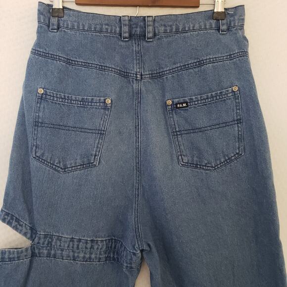 Perks And Mini P.A.M. Bribri BRI BRI Jeans Unisex Sz M Baggy Pleated Drop Crotch - Picture 12 of 16
